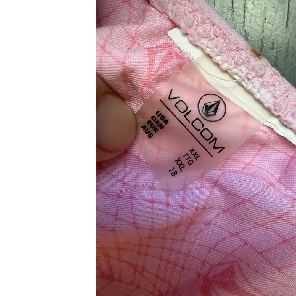 Volcom Womens Pink Lace Up Back Bralette Bikini Top Size XXL O0111703